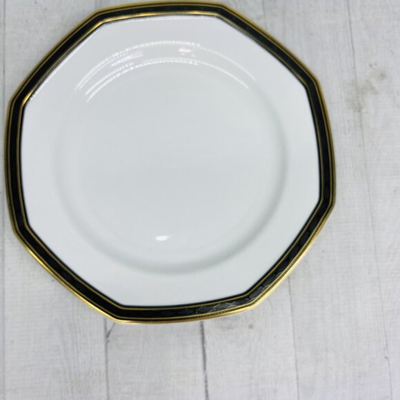 Christopher Stuart BLACK DRESS Y009 China Octagonal Gold Trim Dinner Plate Set 3 - Picture 6 of 14